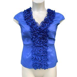 NWT Cobalt Blue Ruffle Top Soraya Golyari Evening Wear Formal Blouse Royal Sz S